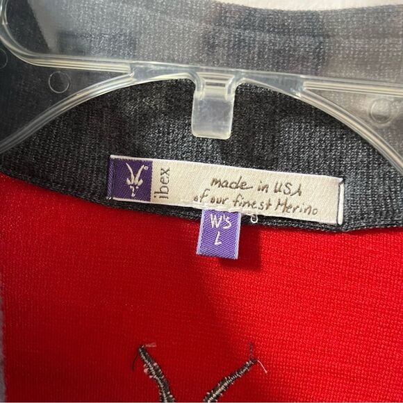 ibex Two Toned Merino Wool Full Zip Jacket in Red and Grey L NWOT - Picture 6 of 13